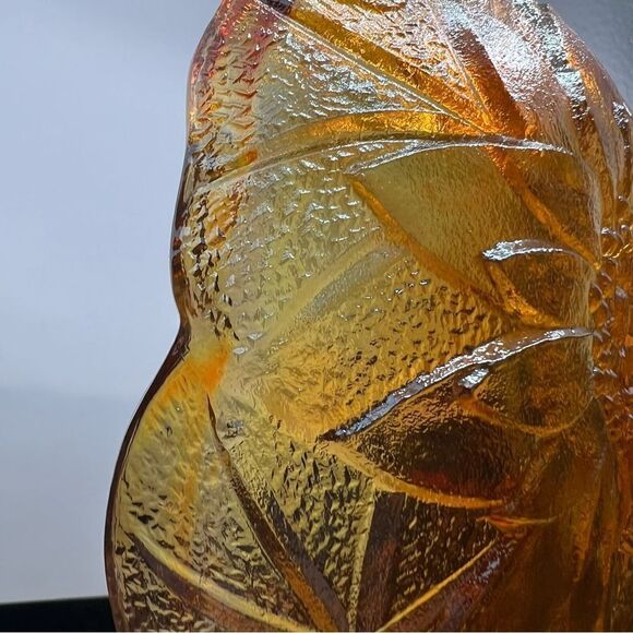 Vintage Marigold Floral Indiana Carnival Glass Oval Candy Dish Bowl Relish Bowl - Picture 10 of 11